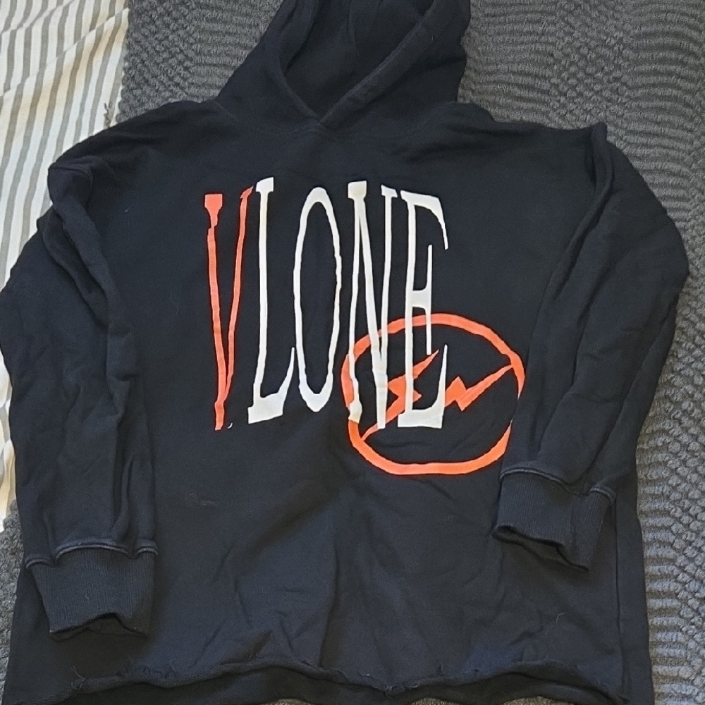 VLONE X Fragments Black Hoodie with White and Orange Accents